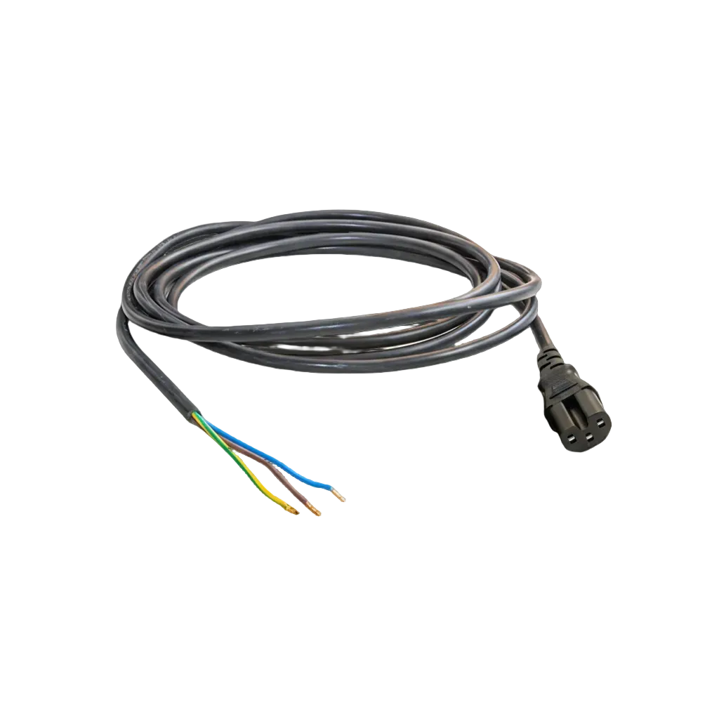 IEC Cable Male 5m power cable with black insulated wires and three color-coded inner wires.