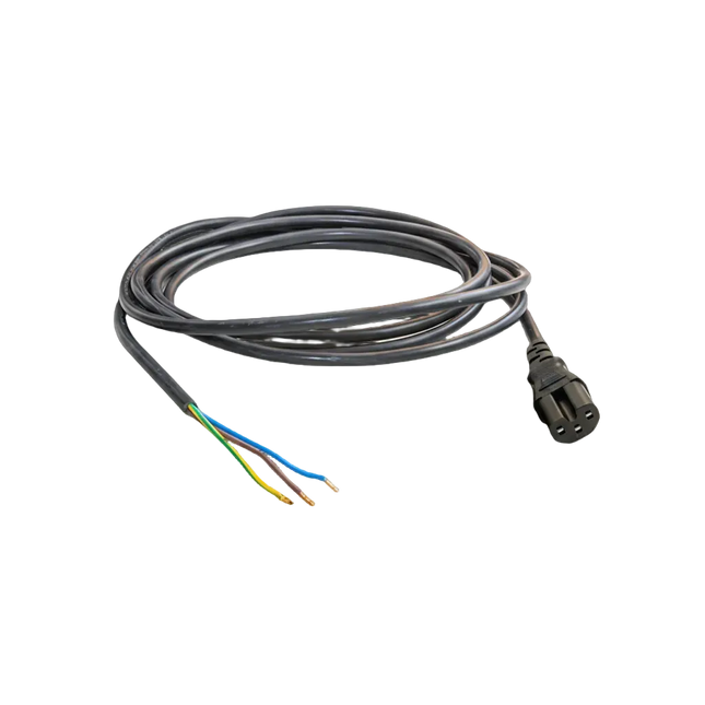 IEC Cable Male 5m power cable with black insulated wires and three color-coded inner wires.
